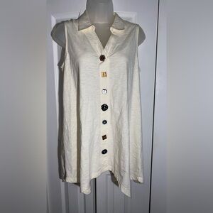 Soft Surroundings Danielle Statement Button Hankerchief Hem Tank Top Sz S  AA15